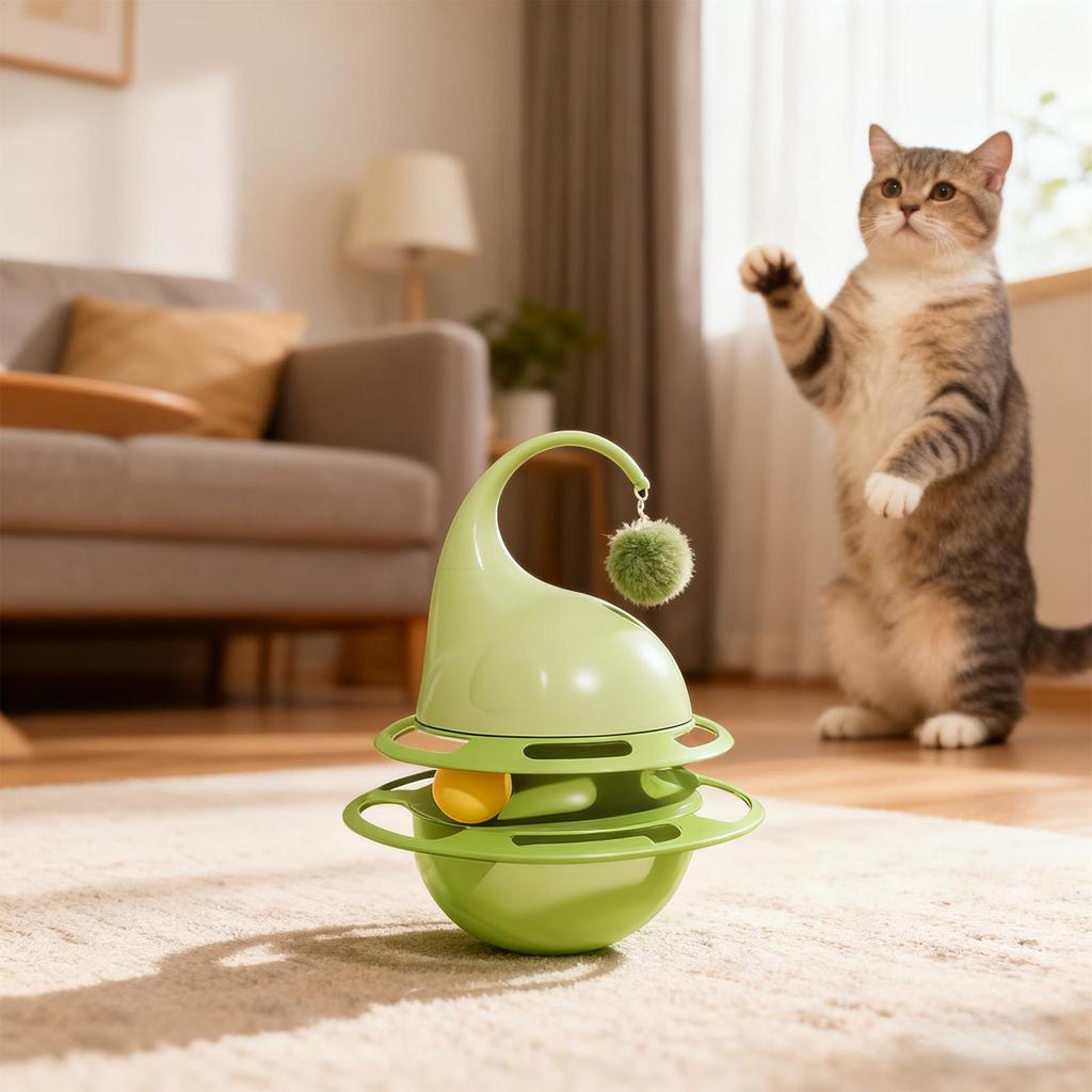 Treat Dispensing Cat Toy Leaking Food Turntable With Bell Interactive Cat Treat Dispensing Toy For Chewing Needs Foraging