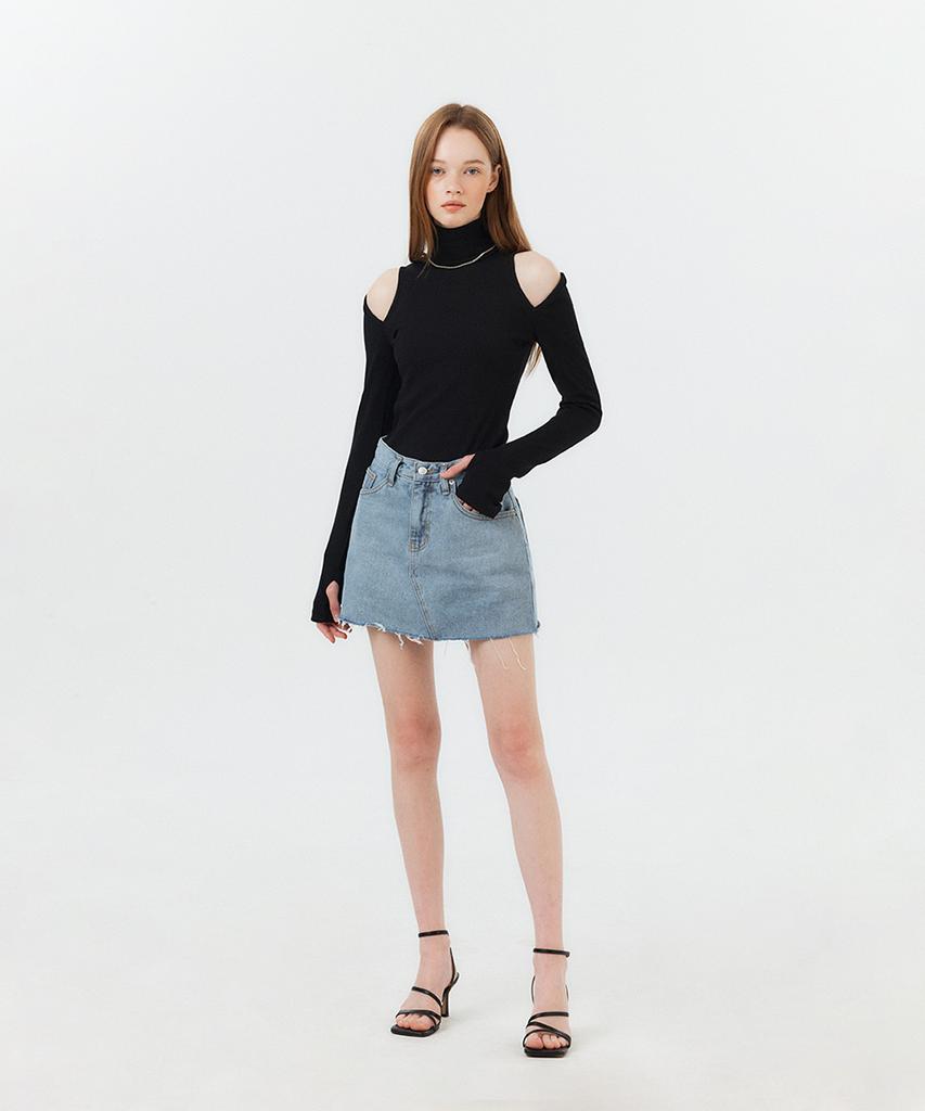Potipo [W] Damaged Cut Denim Short Skirt