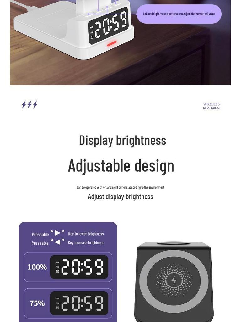 3-in-1 Wireless Charger: Alarm Clock, Magnetic Phone Stand, Fast Charging for Apple Watch & Earphones