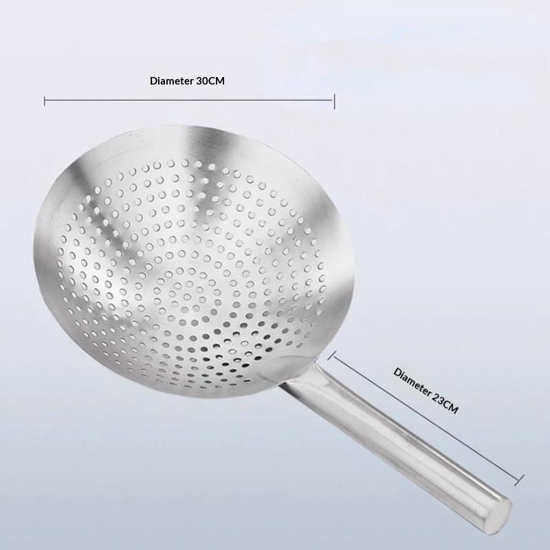 Cooking Made Easy with Stainless Steel Skimmer Spoon Mesh Design for Noodle Dumpling Straining Long Handle