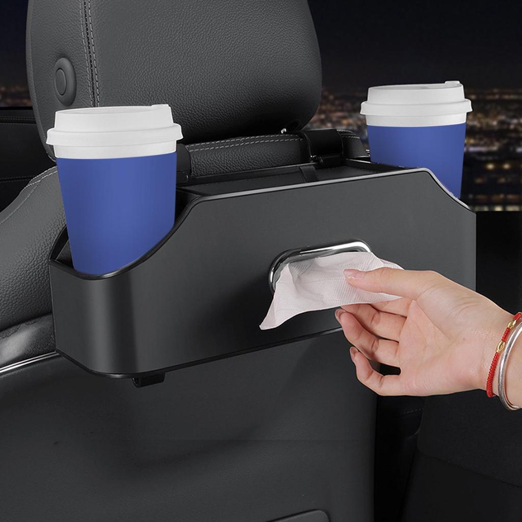 Car Seat Back Organizer Tissue Box Phone Holder Universal PU Leather Automobile