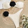 Three-Dimensional Floral Bikini Set: Bandeau Top & Triangle Bottoms