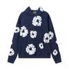 Completo Felpa con Cappuccio e Jogger Unisex Oversize con Stampa Floreale Fodera Calda in Pile Streetwear Invernale