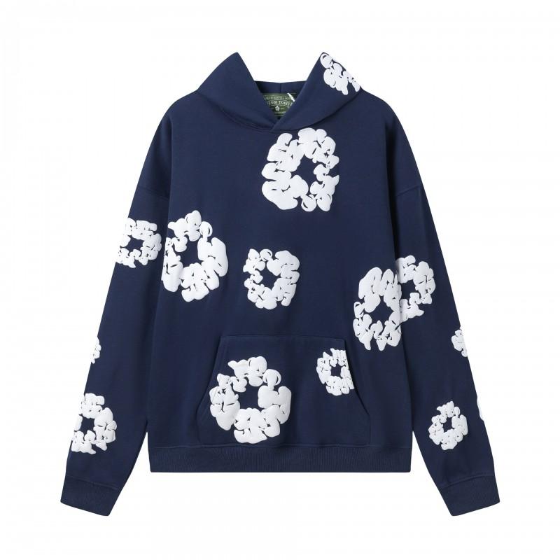 Completo Felpa con Cappuccio e Jogger Unisex Oversize con Stampa Floreale Fodera Calda in Pile Streetwear Invernale