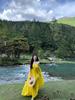 Elegant Yellow Backless Spaghetti Strap Summer Dress for Women