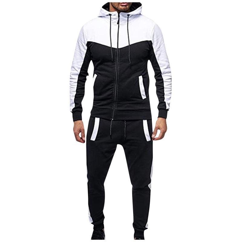 2026 Nuevo Conjunto de Cardigan Deportivo Casual con Bloques de Color y Capucha para Hombre Europeo y Americano Otoño e Invierno