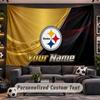 Wall Hanging Tapestry Custom NamePittsburgh Steelers Pattern Personalized Printed Fabric Wall Decor