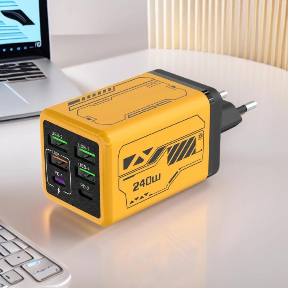 6-in-1 240W Schnellladegerät Mit 4 USB 2 PD-Anschlüssen Desktop-Ladegerät Schnellladeadapter Für Telefon Laptop