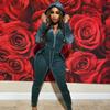 Women's Fashion Hooded Long Sleeve Slim Zipper Sports Casual Velvet Suit