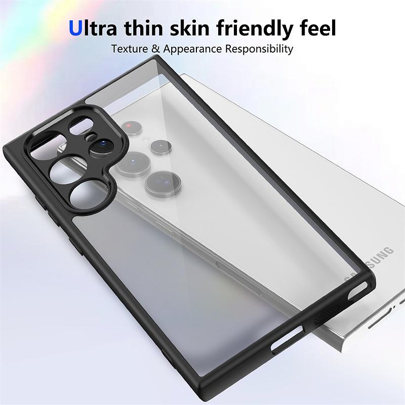 Transparent Soft Frame Hard PC Armor Phone Case For Samsung Galaxy S25 S24 Ultra S23 S22 Plus S20 S21 FE Camera Protection Cover