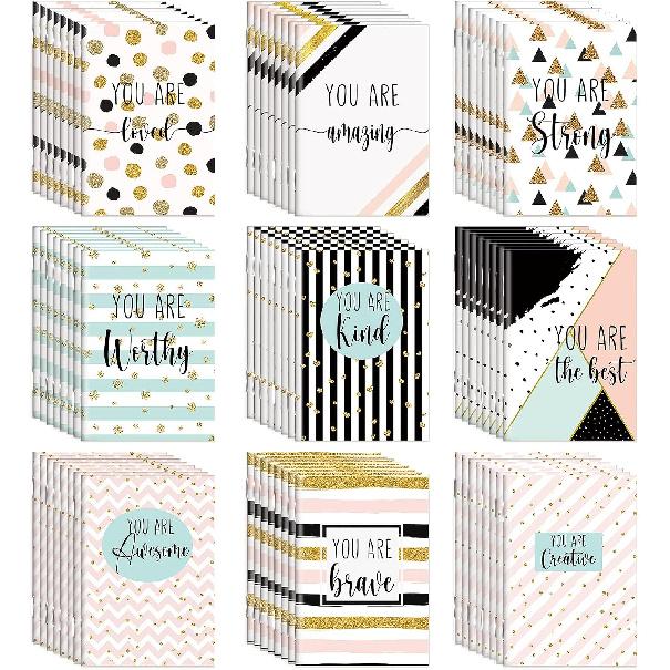Sherr 72 Pcs Inspirational Notepads Party Favors Mini Motivational Journal Notebook Glitter Lines and Dots Inspiring Small Pocket Notepads Bulk for