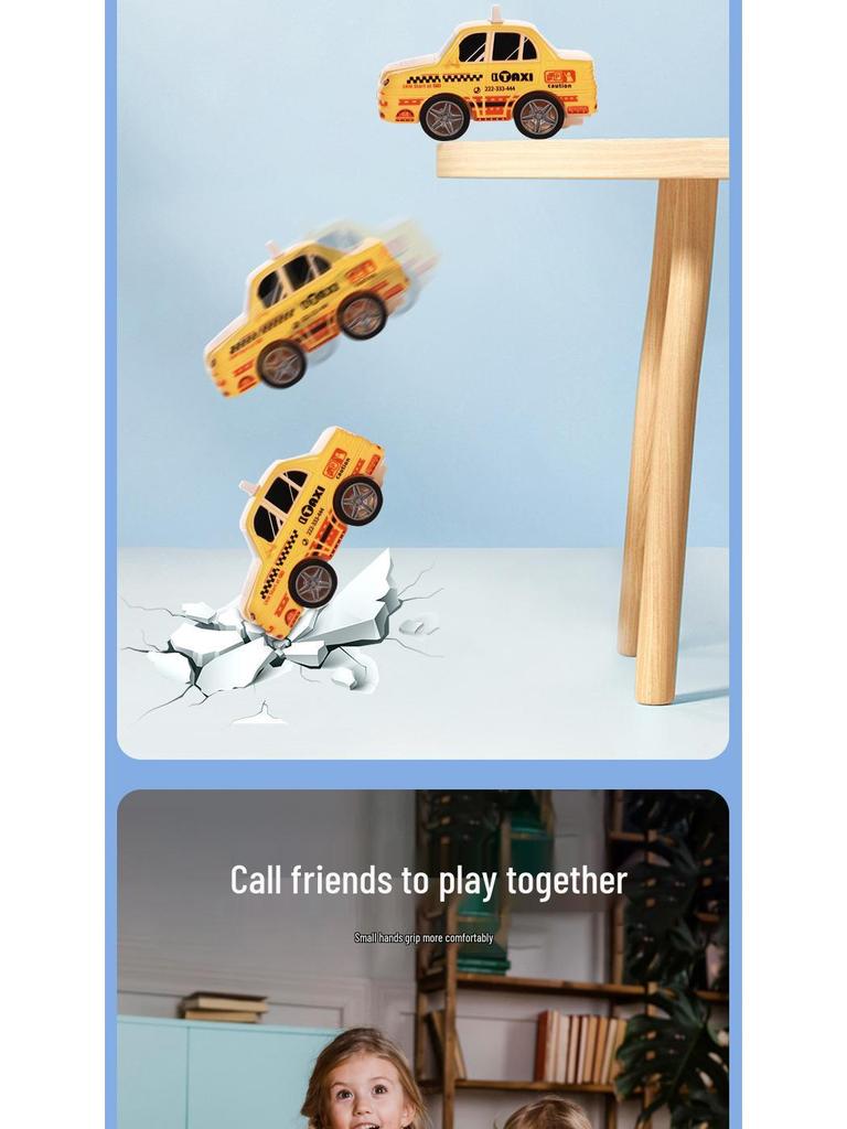 Cartoon Car City for Kids - Remote Control Bus & Taxi Toy Set