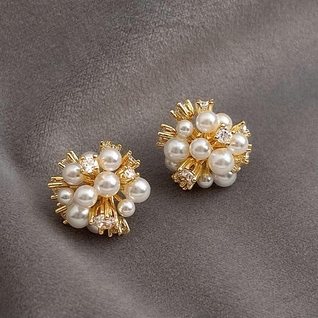 

Elegant Fireworks Zircon Pearl Earrings - 925 Silver Needle High-End Design