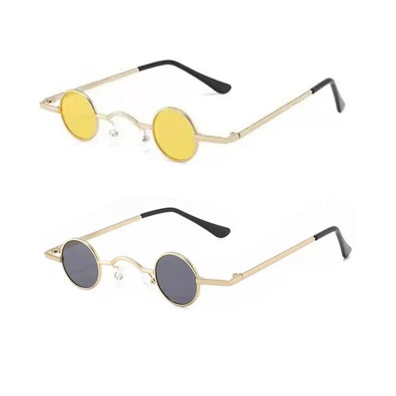 Small Round Glasses For Women Men Ultra Mini Metal Frame Anti-Reflective Hip Hop Punk Sun Glasses Men'S Glasses Fashion Sunglass