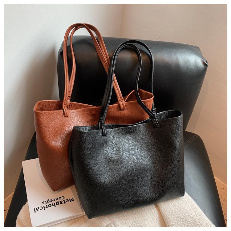 IELGY All-Match Casual Soft Leather Shoulder Bag Large Capacity Atmospheric Tote Bag