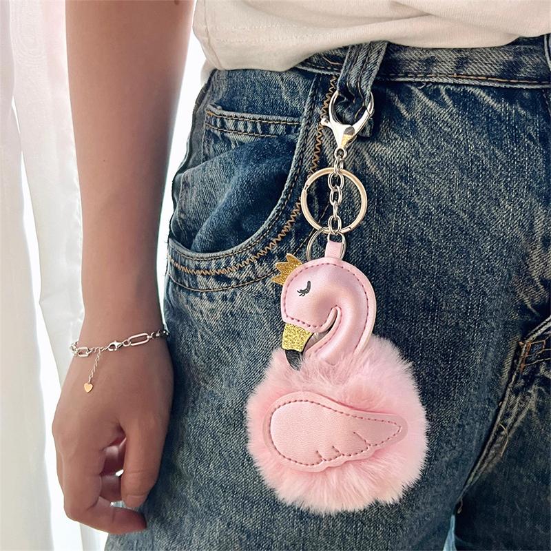 

Розовый лебедь Изысканная сумка Меховой шарик подвеска милый брелок искусственная кожа бархатный брелок кошелек автомобильный брелок подвеска брелок животное