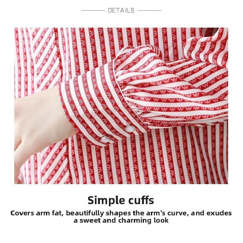 Striped Shirt for Women Spring and Autumn 2026 New Fashion Casual Chiffon Long Sleeve Blouse