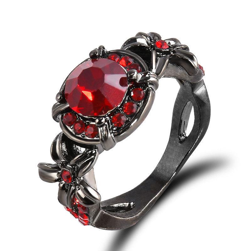 Rose Full Diamond Engagement Ring Gemstone Ring Jewelry Flower Ring Engagement Valentine's Day Gift