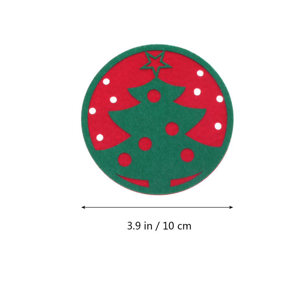 4Pcs Snowflake Shaped Coaster Felt Coasters Non-Slip Heat Resistant Round Cup Mats for Table Protection Red Felt Coasters