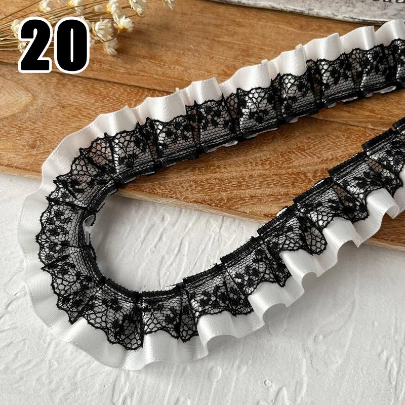 9M Lolita Lace Bead Ruffled Lace Fabric Pleated Edging Satin Ribbon Diy Baby Clothing Skirt Curtain Furniture Decor Lace Trim
