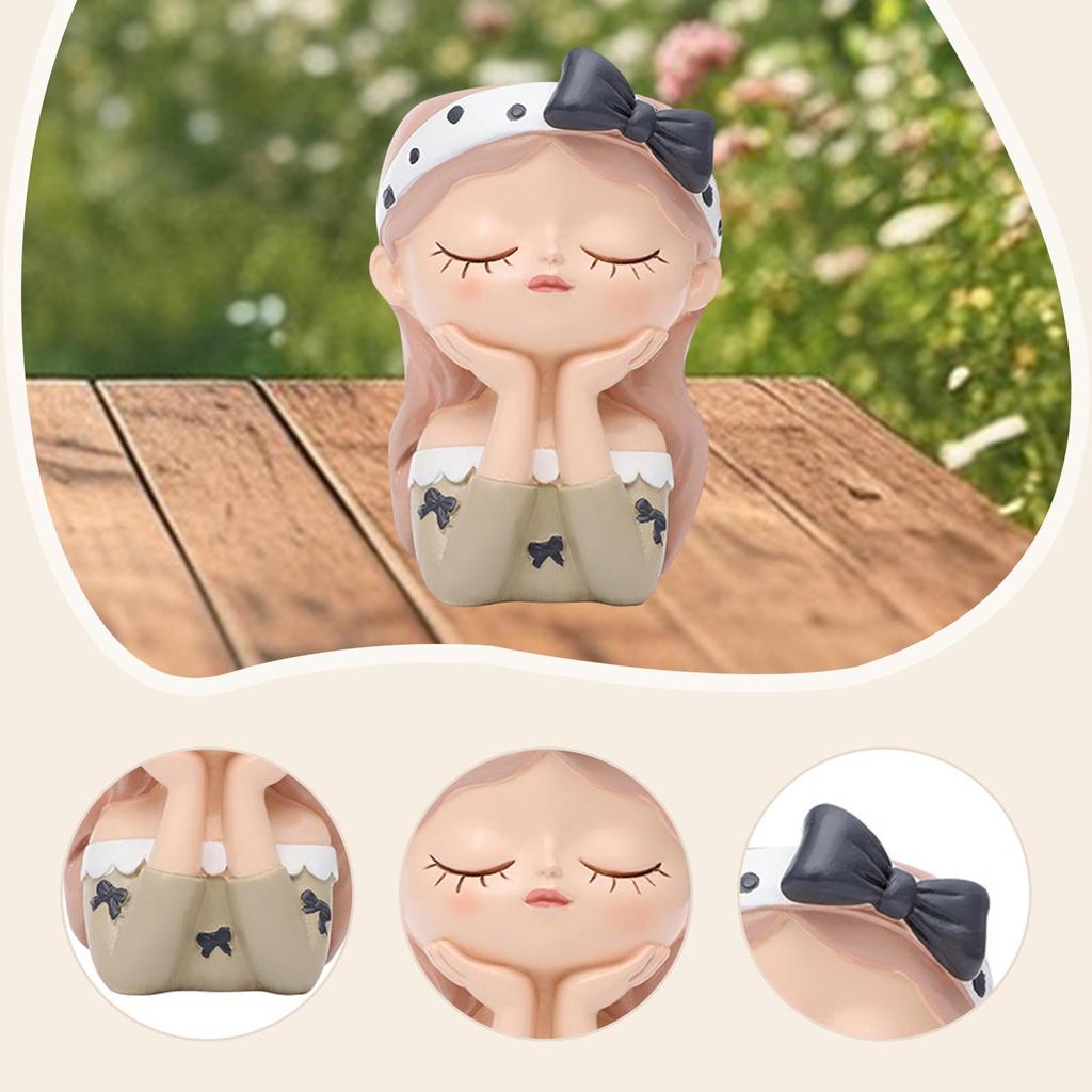 Girl Flower Pot Plant Container Flowerpot Creative, Cute, Home Decor Resin Plant