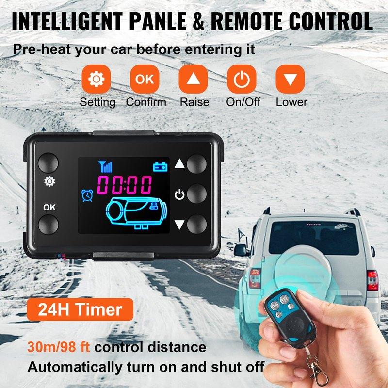 5KW Diesel Air Heater All In One 12V Diesel Parking Heater Silencer 5000W Diesel Heater Remote Control With LCD Switch For RV