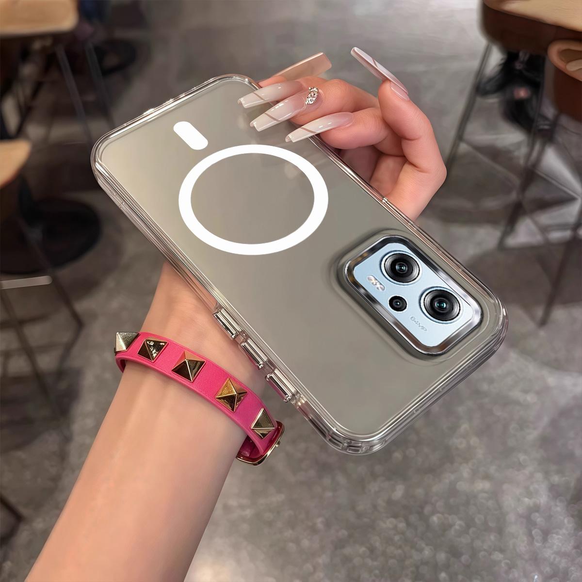 Case for Xiaomi POCO X4 GT Minimal Semi-Transparent Magnetic Casing Raised Electroplated Lens Bezel Anti-Slip Drop Resistant Protective Shell POCO X4 GT