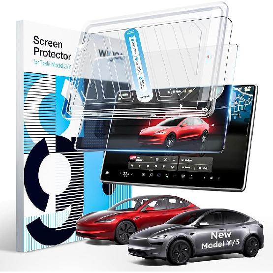 

Wigoo 2025 Upgrade Tesla Model Y /3 Accessories Screen Protector Matte [No More Glare & Fingerprint] 9H Tempered Glass Protector for Model New Model Y Model 3 Front