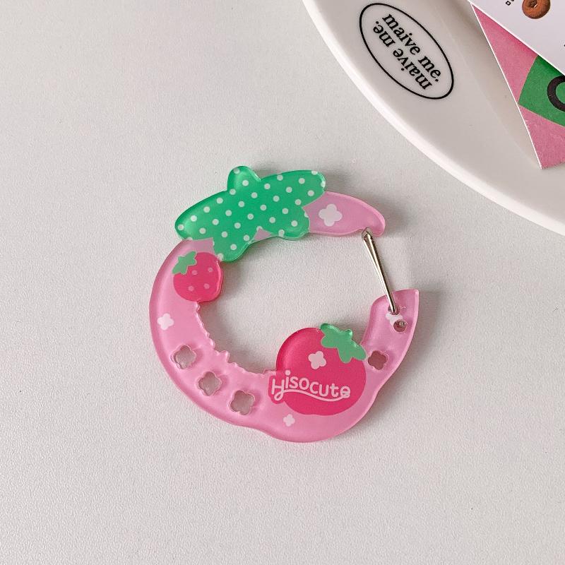 Ins Style Cute Acrylic Cartoon Keychain Holder Kawaii Fruit Cupcake Star Shape Decoration Bag Pendant Hook Keychain