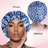 1PC Hair Bonnet Printed Leopard Double Layer Satin Splicing Hair Bonnet For Sleeping For Curly And Straight Hair