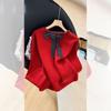 Elegant Red Lace-Up Bow Sweater for Women – Soft Knit Top for Autumn & Winter
