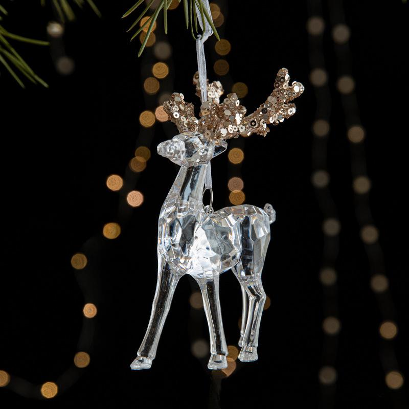 Cross-border Christmas Decorations Sequins Acrylic Pendant Transparent Snow Pendant Christmas Tree Scene Layout Props