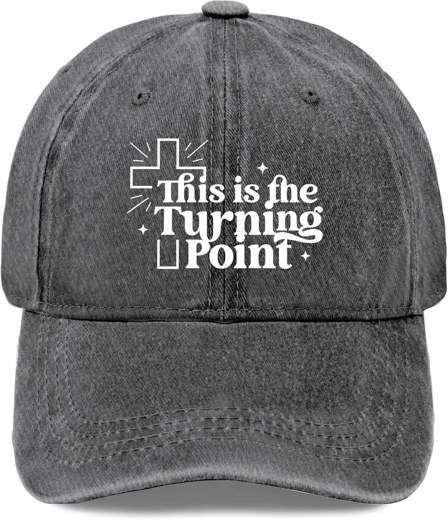 This is The Turning Point Christian Cross Baseball Cap Distressed Washed Casual Adult Unisex