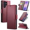Samsung Galaxy S26 Ultra Case, ERBORD Glossy Litchi, Wallet Flip Case, Red