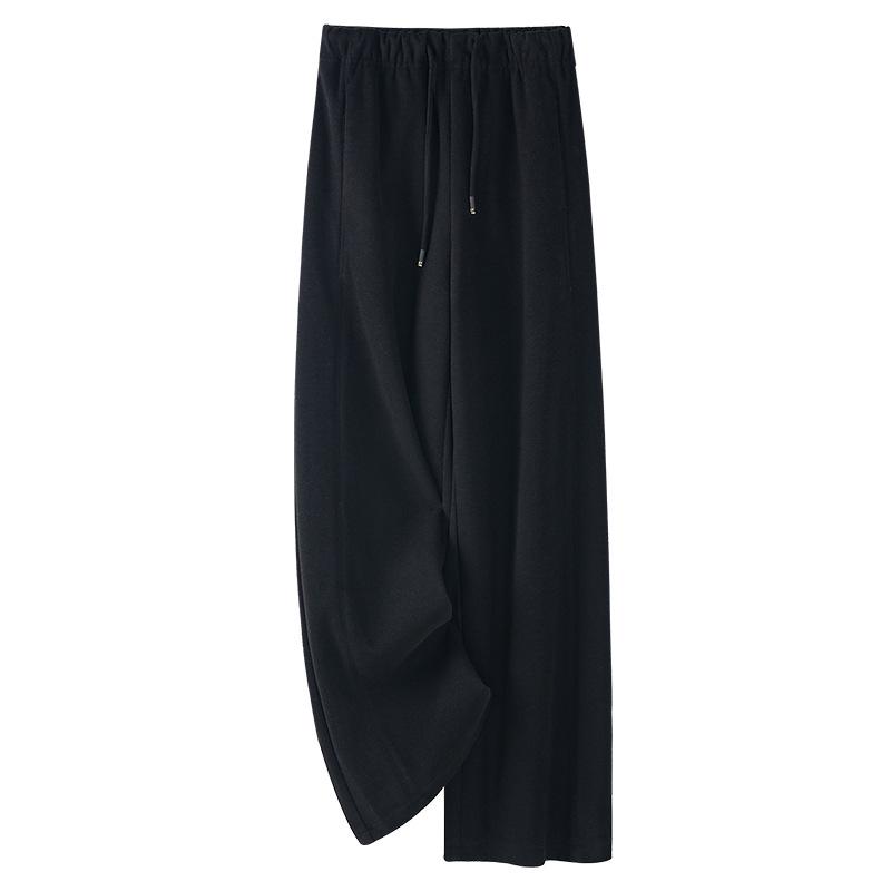 Gray High-Waisted Wool Wide-Leg Pants - Women's 2024 Autumn/Winter Collection