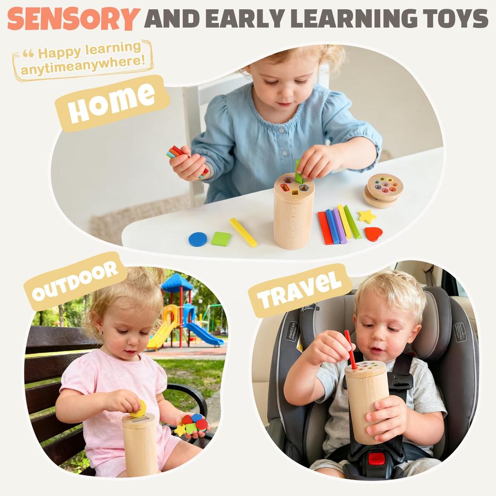 Montessori Dřevěné Stavební Kostky pro Miminka, Dárek k 1. Narozeninám, Trénink Prstů, Kategorie Barev, Chlapci, Dívky, Batolata, Dvouleté Děti, Pořadí Dárků