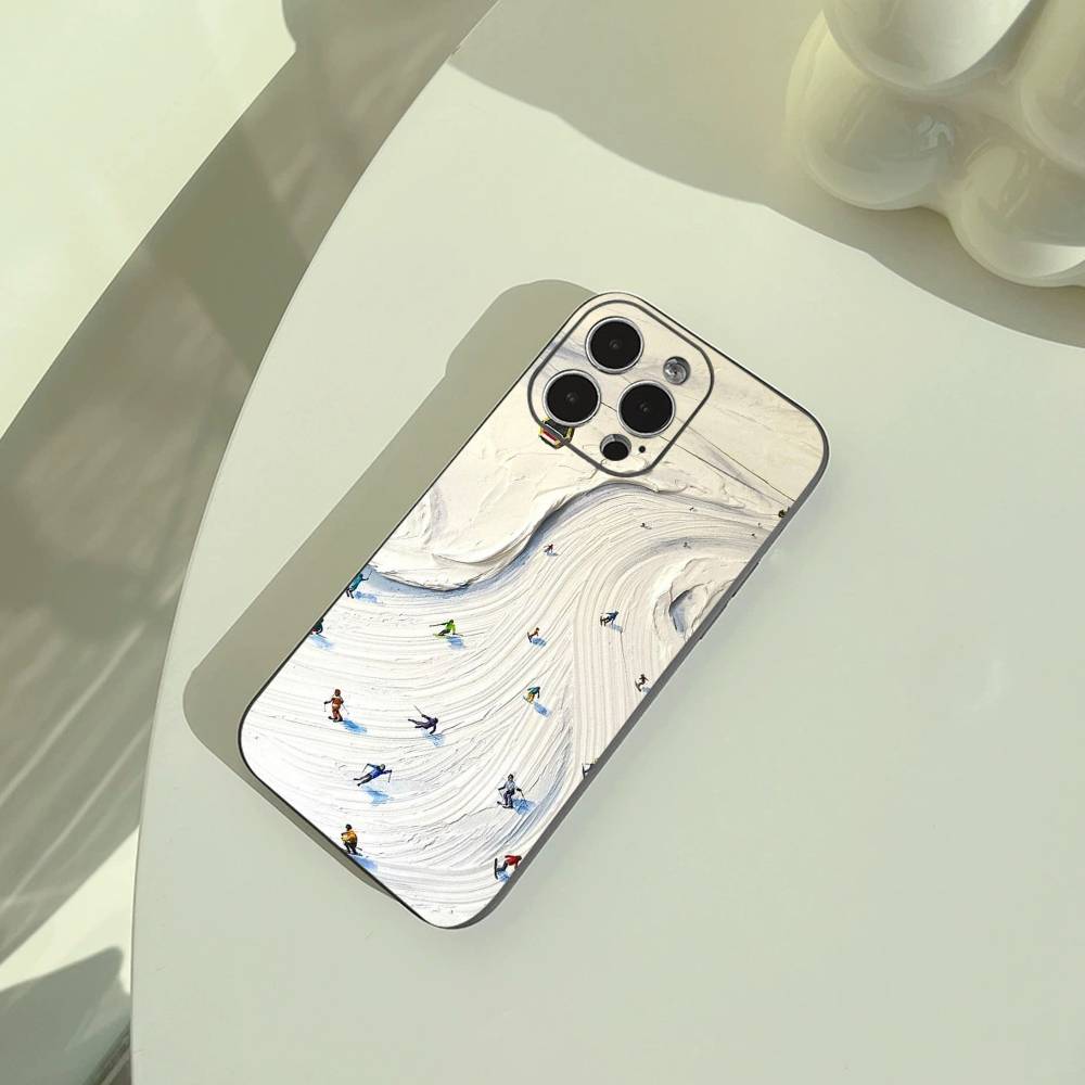 Ski Slope &ski Running Phone Case For iPhone 17,16,15,14,13,12,11 Pro Max,16Plus,XS Soft Black Cover