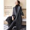 Mohan Yimei Women's Elegant Grey Twill Double-Sided Hooded Wool Robe Coat