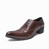 Men's British Autumn Formal Leather Shoes - Pointed Toe, Low-Top, Breathable, Lace-Up, Large Size, High Heel.
