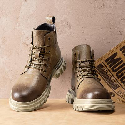 Stivaletti alla caviglia da uomo retrò impermeabili casual in pelle scarpe alte da uomo stivali da lavoro antiscivolo