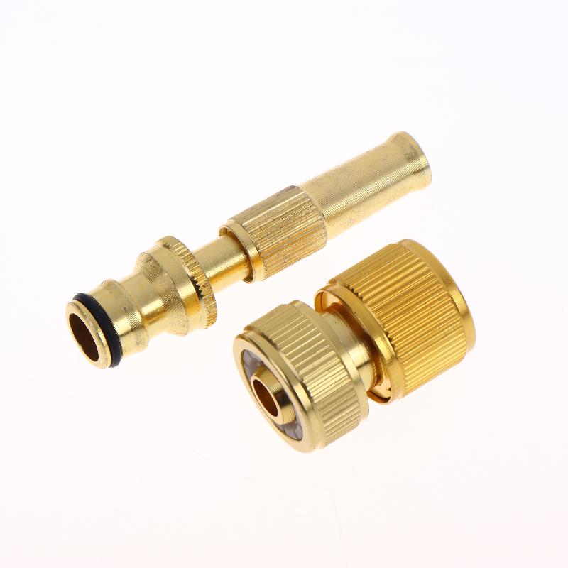 1 Set Home Hose Adjustable Pressure Garden Sprinkler Spray Nozzle Water Gun Brass High Pressure Direct Spray Quick Connector