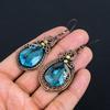 Swiss Blue Topaz Earrings, 999 Copper Wire Wrapped Earrings Handmade Gemstone Jewelry, Gifts For Wife Brand New Earrings