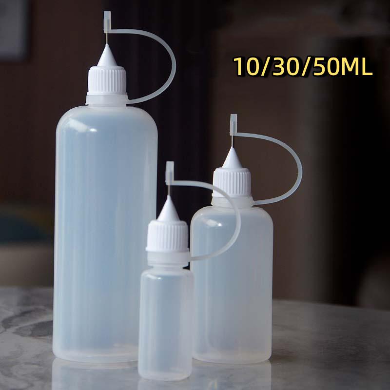10/30/50Ml Plastic Squeezable Tip Applicator Bottle Refillable Dropper With Needle Tip Caps For Glue Pigment Oil Liquids Bottles