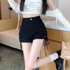 Summer High Waist Elastic Shorts Solid Color All-match Bandage Women's Hotsweet Spliced Korean Straight Shorts