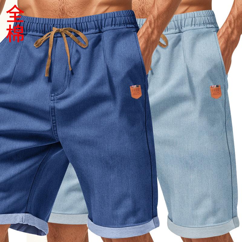Cross-border American New Heavy-duty Washed Casual Sports Loose Men's Cotton Denim Five-point Shorts Men's