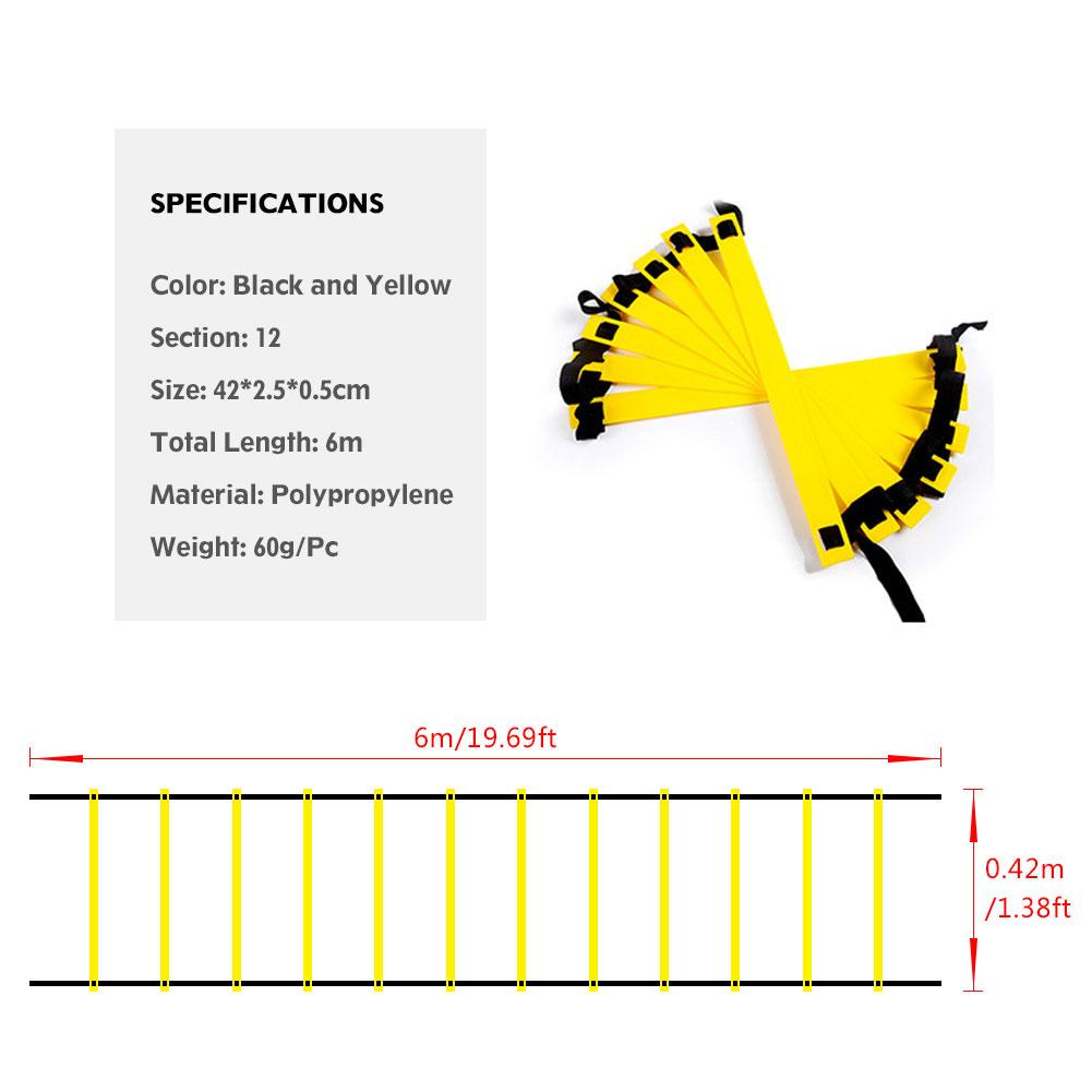 Speed Agility Training Ladder 12 Adjustable Flat Rungs 6m for Football Soccer