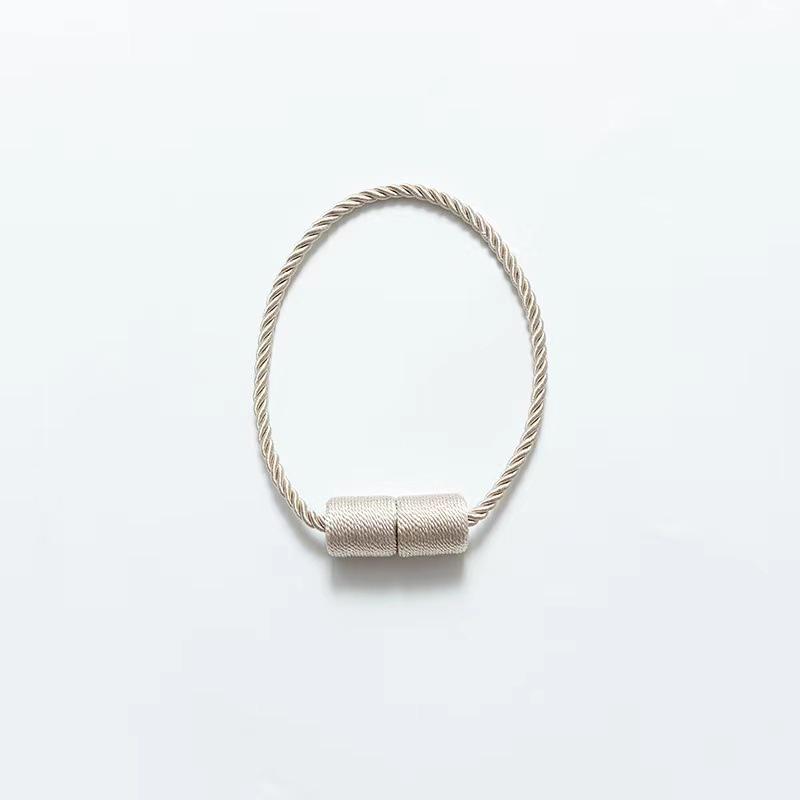 Modern Simple Magnetic Curtain Tieback with Cylindrical Three-Strand Rope Design, No-Punch Installation