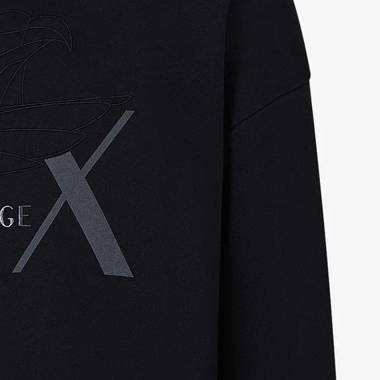 Armani Exchange Loose Fit Round Neck Printed Long Sleeve Sweatshirt Men Sweatshirt Black 6RZMAMZJ9KZ1200