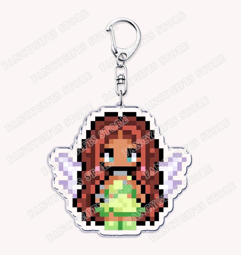 Cute Cartoon Pixel Fairy Keychains for Accessories Bag Stella Musa Tecna Magical Girl Keyrings Jewelry Magic Fairies Fans Gifts