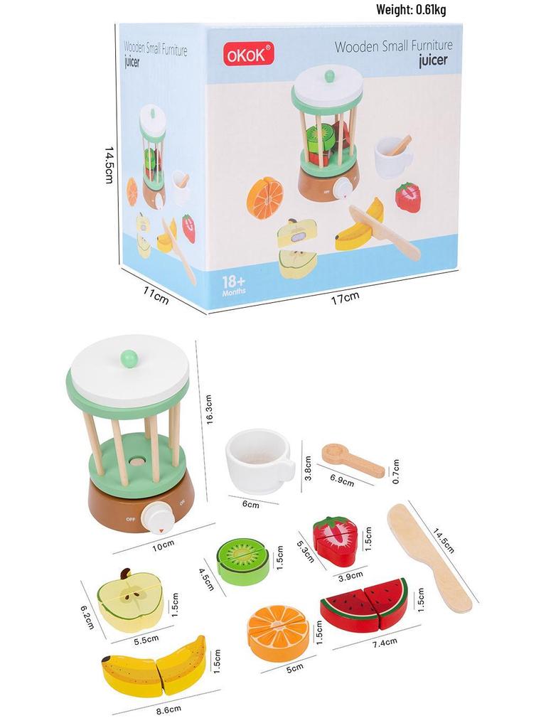 Toddler Pretend Play Wooden Kitchen Set: Toaster, Mixer, Coffee Maker, Juicer Toy.